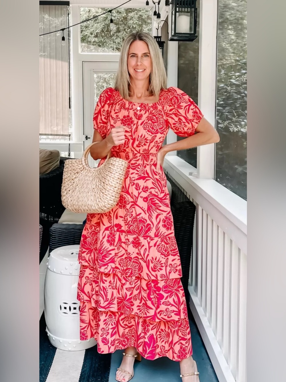 Knox Rose Coral Pink Floral Maxi Dress